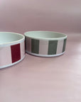 Striped Ceramic Dog Bowl - Matcha