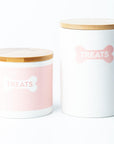 Pink Bone Medium Ceramic Treat Canister- 2 sizes