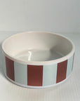Striped Ceramic Dog Bowl - Espresso