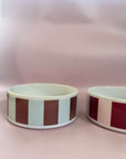 Striped Ceramic Dog Bowl - Espresso