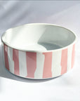 Custom ceramic pink striped Pet Bowl - add your pets name - 2 sizes