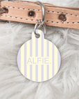 Striped Personalised Pet dog or cat ID Tag Lilac/Lemon