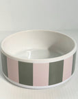 Striped Ceramic Dog Bowl - Matcha