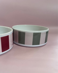 Striped Ceramic Dog Bowl - Matcha