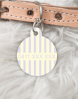 Striped Personalised Pet dog or cat ID Tag Lilac/Lemon