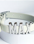 Grey smooth collar with personalised hardware (Includes Up to 6 Letters)