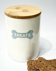 Teal Bone Medium Ceramic Treat Canister