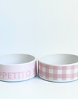 Buon Appetito gingham ceramic pet bowl set