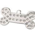 Engraved Bone Shaped Pet ID Tag Czech crystals