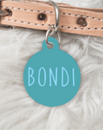The Bondi Collection Personalised Turquoise Blue Pet dog or cat ID Tag