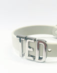 Grey smooth collar with personalised hardware (Includes Up to 6 Letters)