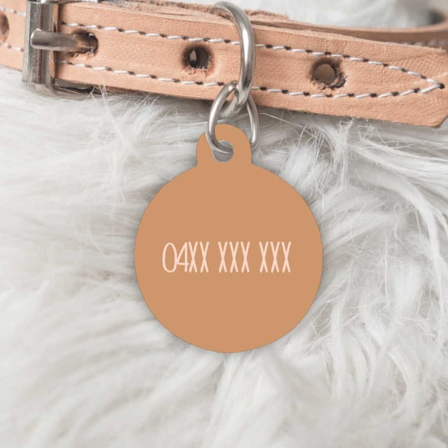 Tan Brown Pet ID Tag