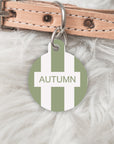THE AUTUMN EDIT -Striped Personalised Pet dog or cat ID Tag - MATCHA
