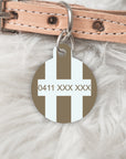 THE AUTUMN EDIT -Striped Personalised Pet dog or cat ID Tag - ICE LATTE