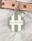 THE AUTUMN EDIT -Striped Personalised Pet dog or cat ID Tag - MATCHA