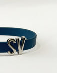 Blue smooth collar with personalised hardware (Includes Up to 6 Letters)
