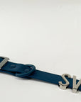 Blue smooth collar with personalised hardware (Includes Up to 6 Letters)