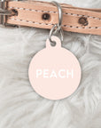 Colour Pop Peach Personalised Pet dog or cat ID Tag