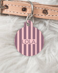 striped dog is tag