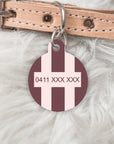 THE AUTUMN EDIT -Striped Personalised Pet dog or cat ID Tag - STRAWBERRY