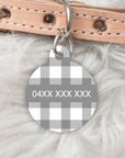 Grey Gingham Pet Tag