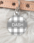 Grey Gingham Pet Tag