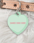 Green heart pet id tag
