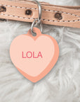 Peach colour heart dog tag