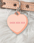 PEACH CANDY HEART Dog or Cat ID Tag