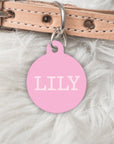 Minimalist Pink Personalised Pet dog or cat ID Tag