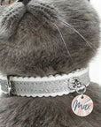 Small 25mm Flower Personalised Pet Cat ID Tag - The Winter Max