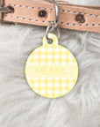 Yellow Gingham dog tag