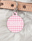 Rosie Gingham Personalised Pet dog or cat ID Tag
