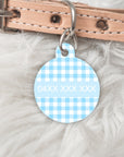 Sky Blue Gingham Personalised Pet dog or cat ID Tag