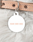 Minimalist White Personalised Pet dog or cat ID Tag
