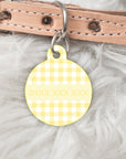 Lemon Gingham Personalised Pet dog or cat ID Tag