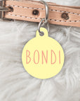 The Bondi Collection Personalised Yellow Pet dog or cat ID Tag