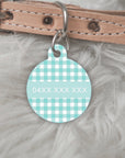 Ocean Gingham Personalised Pet dog or cat ID Tag