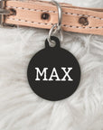 Minimalist Black Personalised Pet dog or cat ID Tag