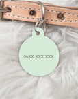 Minimalist Mint Personalised Pet dog or cat ID Tag