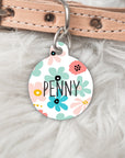 Pet ID Tag with flowers