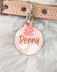 Pink Floral Personalised Pet dog or cat ID Tag - The Penny