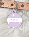 Purple Bolt - Double sided Pet dog or cat ID Tag