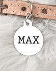 Minimalist White Personalised Pet dog or cat ID Tag