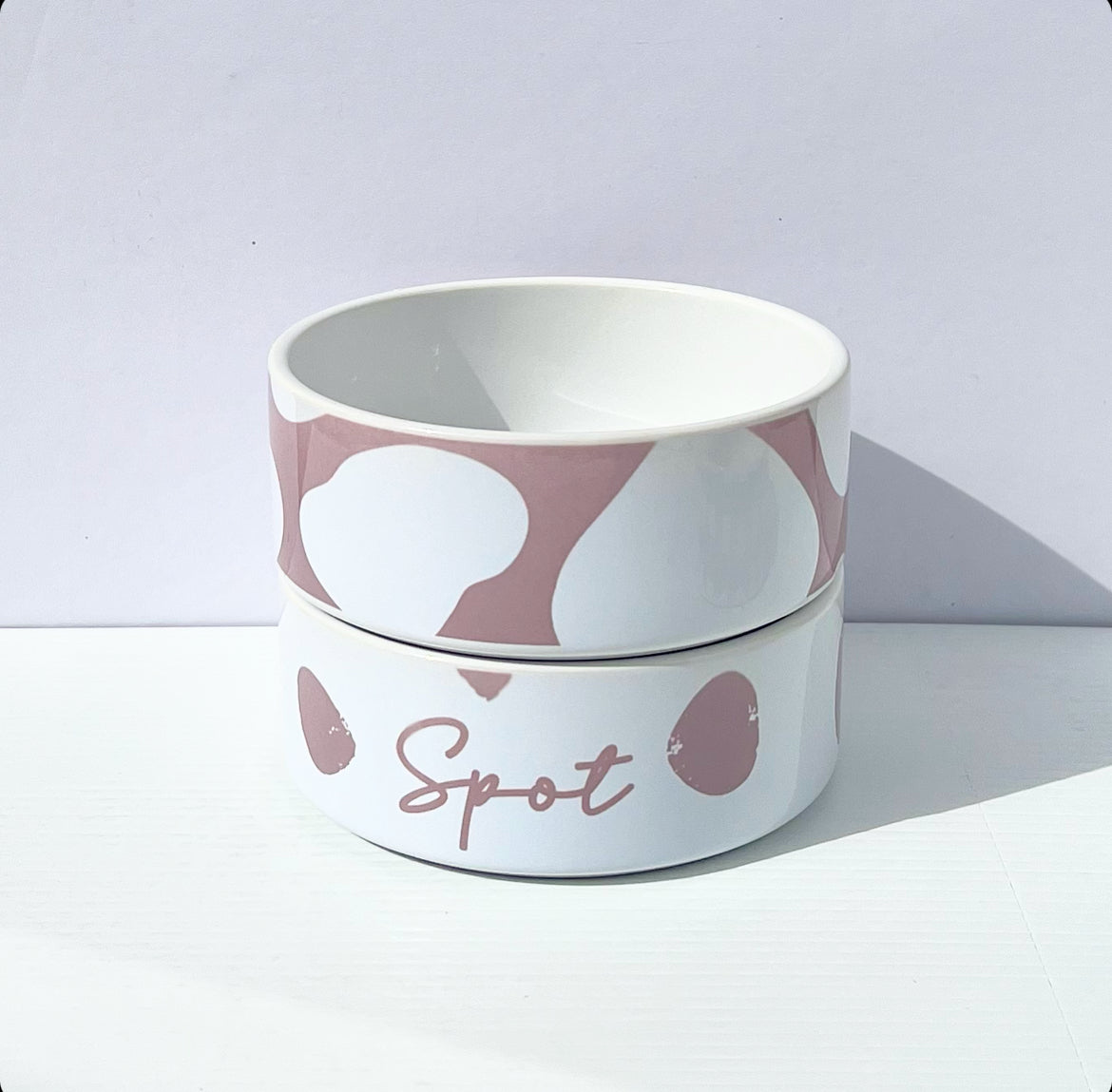 Custom Spot Ceramic Pet Bowl SET- Add your pets name - 2 sizes