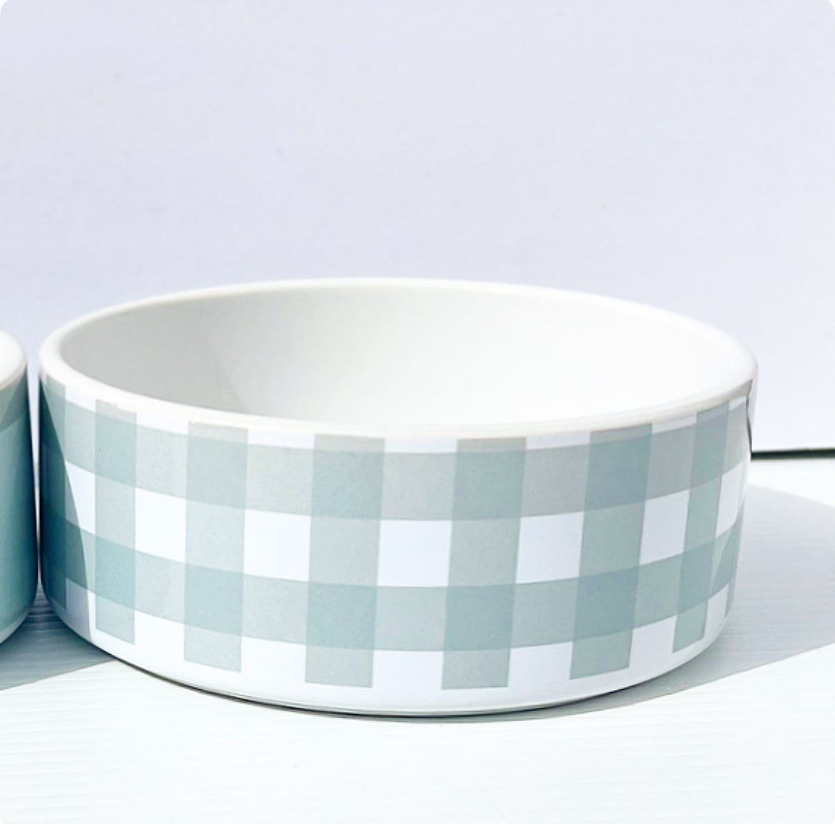 Gingham Ceramic Pet Bowl - Add your pets name - 2 sizes