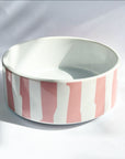 Small Ceramic pink striped  Pet Bowl - add your pets name