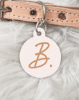 Monogram A-Z Personalised Pet dog or cat ID Tag -Pink/Tan