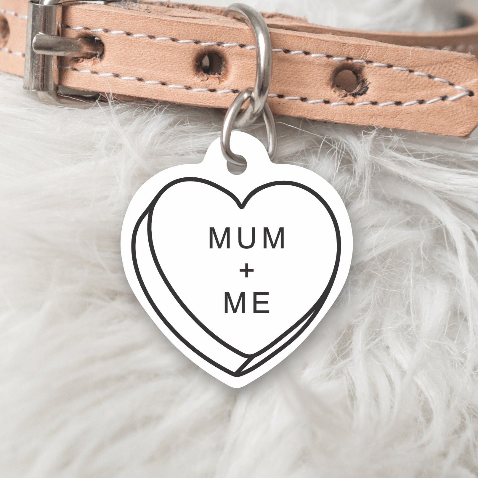 VALENTINES EDITION  - CANDY HEART  Dog or Cat Tag - MUM + ME