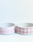 Buon Appetito gingham Ceramic Pet Bowl SET- Add your pets name - 2 sizes